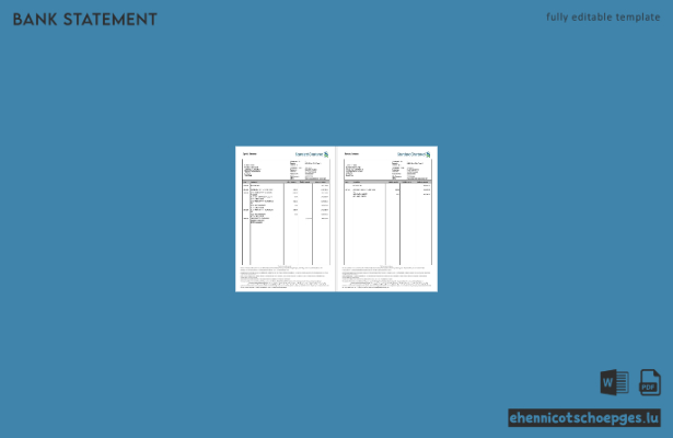 Kontoauszug der Standard Chartered Bank (Indien), Word-Format, 2 Seiten, Beispielvorschau